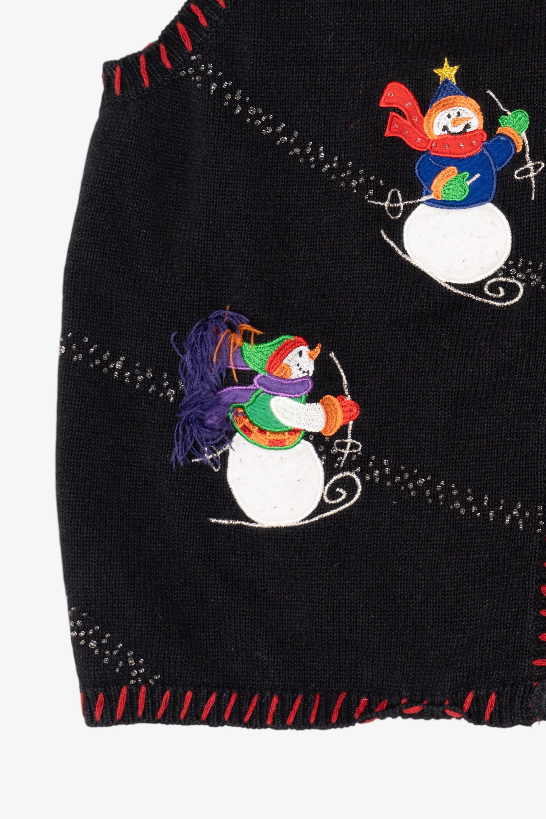 Vintage Black Holiday Editions Snowmen Ugly Christmas Vest (1990s)