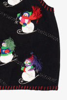 Vintage Black Holiday Editions Snowmen Ugly Christmas Vest (1990s)