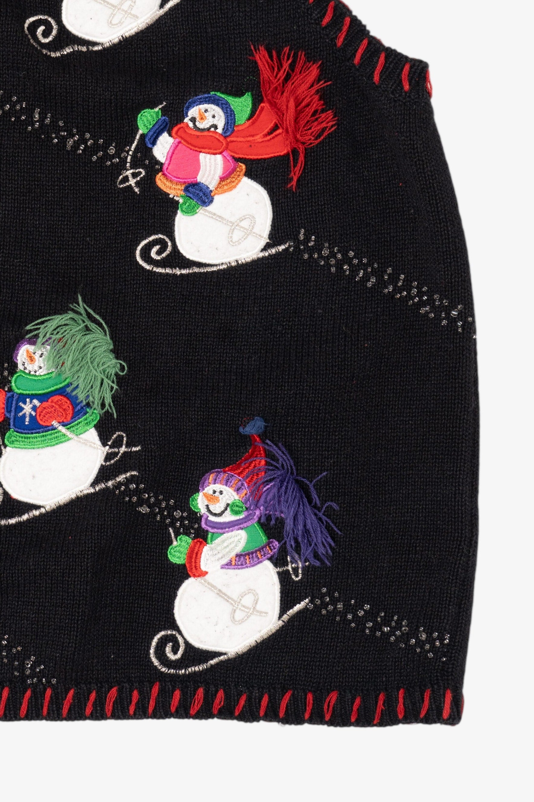Vintage Black Holiday Editions Snowmen Ugly Christmas Vest (1990s)