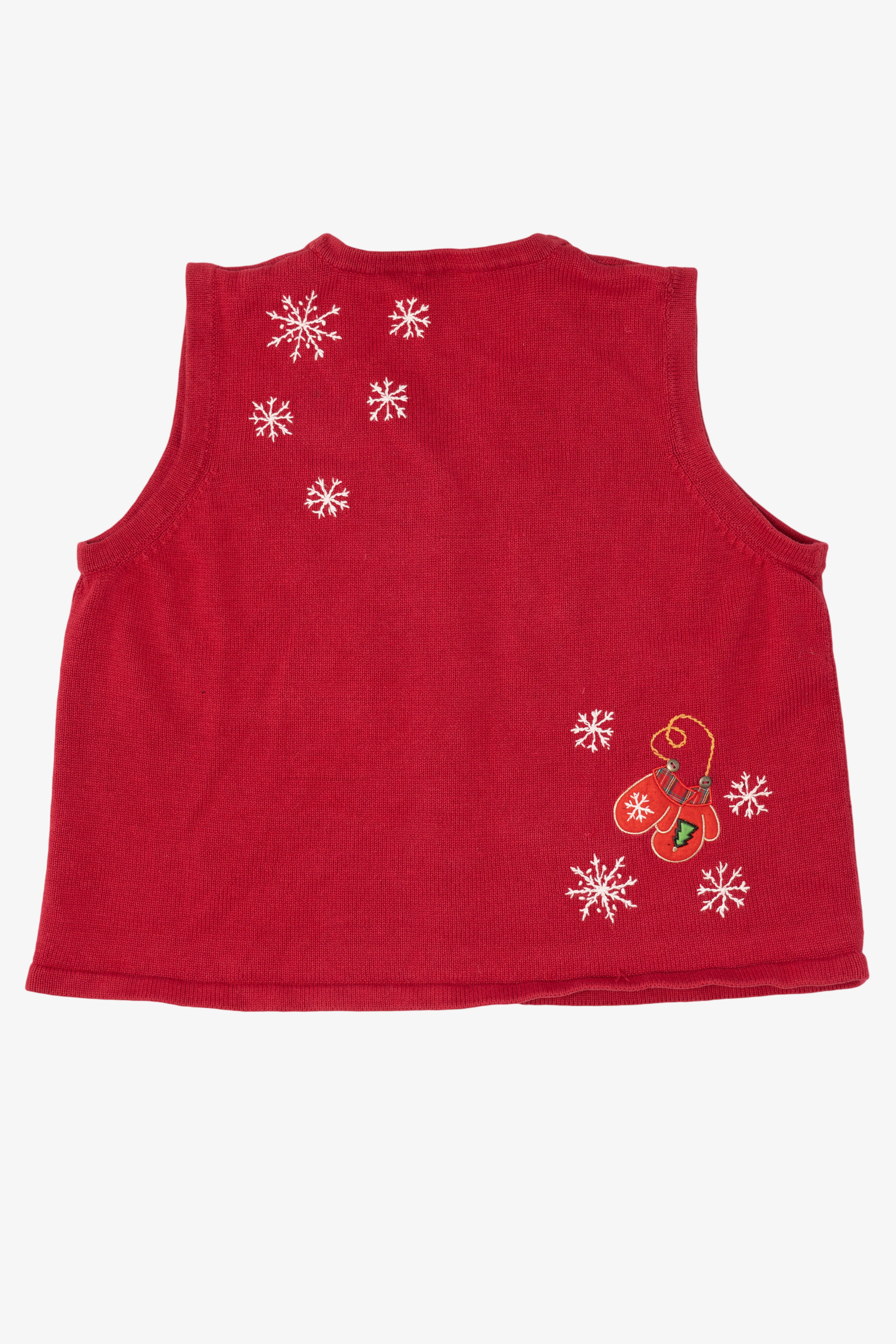 Vintage Red Basic Editions Ice Skates Ugly Christmas Vest (1990s)