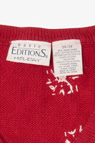 Vintage Red Basic Editions Ice Skates Ugly Christmas Vest (1990s)