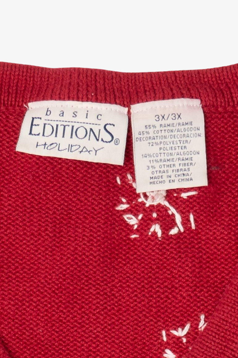 Vintage Red Basic Editions Ice Skates Ugly Christmas Vest (1990s)