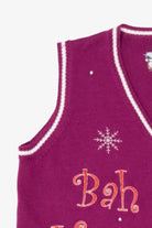 Vintage Purple Holiday Time "Bah Hum Bug" Ugly Christmas Vest (2000s)