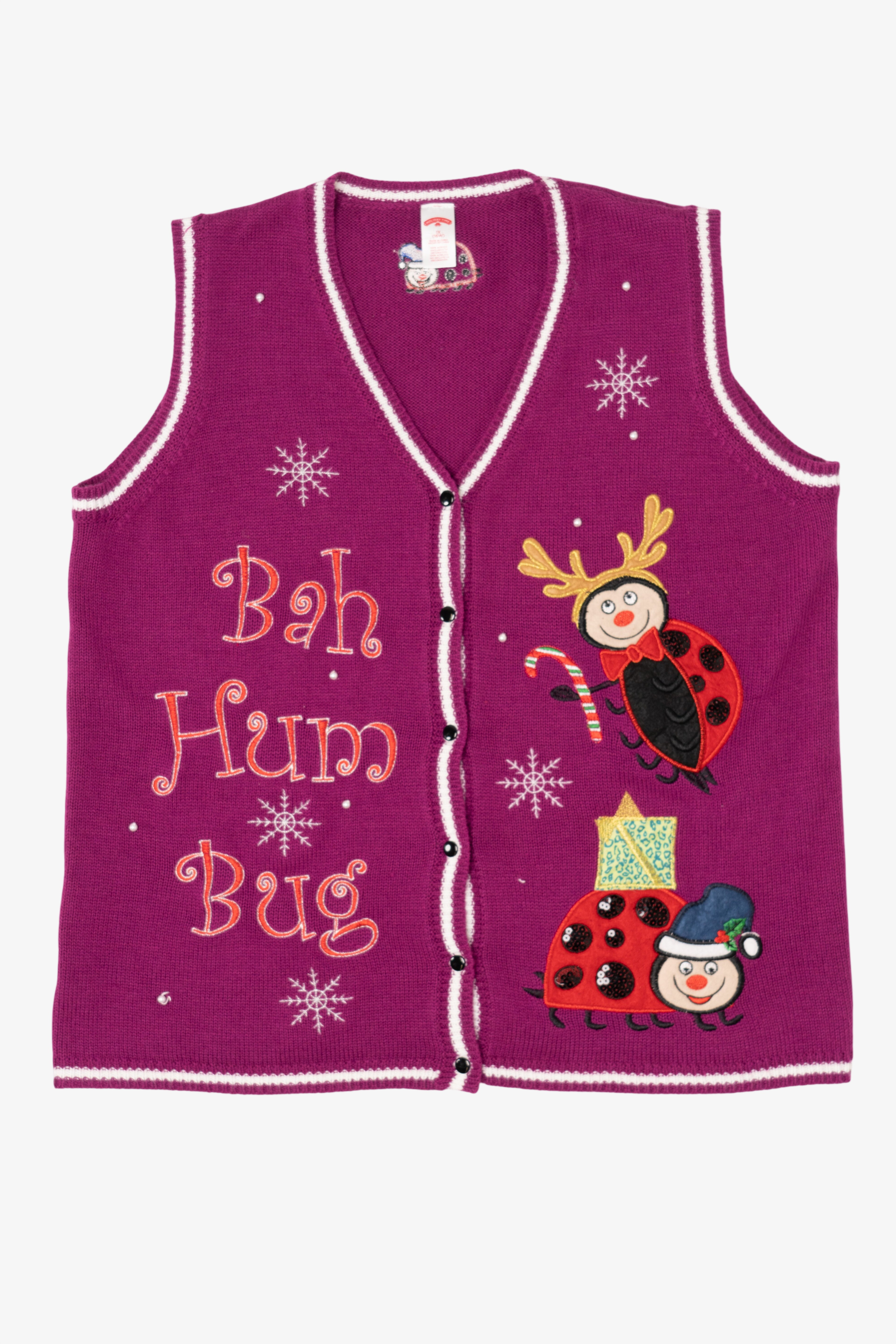Vintage Purple Holiday Time "Bah Hum Bug" Ugly Christmas Vest (2000s)