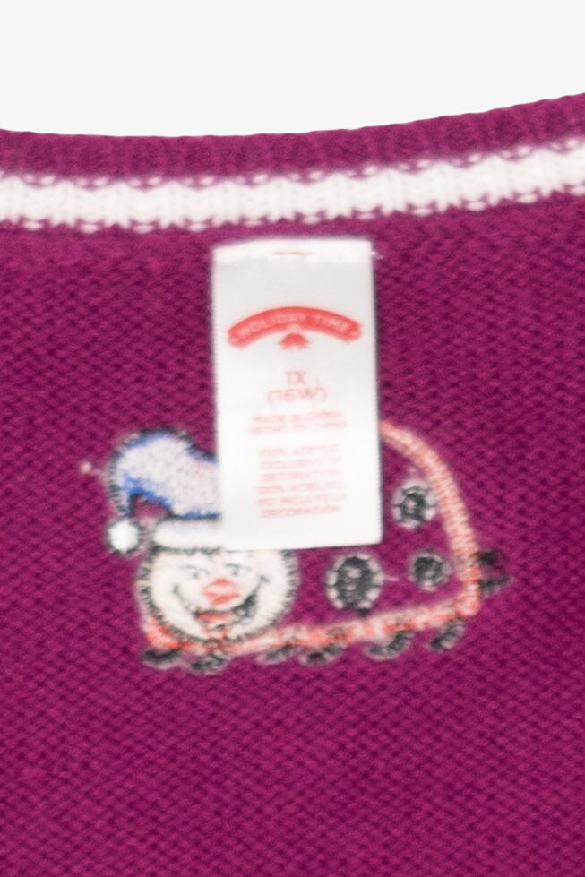 Vintage Purple Holiday Time "Bah Hum Bug" Ugly Christmas Vest (2000s)