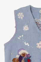 Vintage Light Blue White Stag Bears Ugly Christmas Vest (1990s)