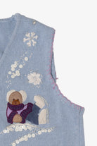 Vintage Light Blue White Stag Bears Ugly Christmas Vest (1990s)