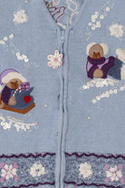 Vintage Light Blue White Stag Bears Ugly Christmas Vest (1990s)