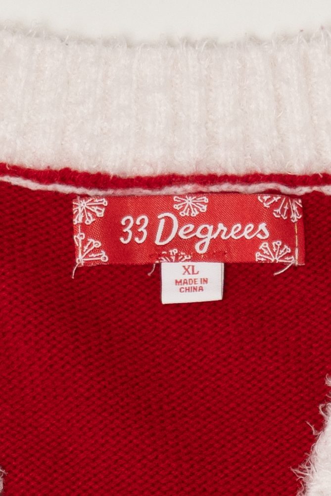 Red 33 Degrees Ugly Christmas Vest (2010s)