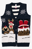 Navy Blue No Boundaries Santa Stuck Ugly Christmas Vest (2010s)