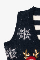Navy Blue No Boundaries Santa Stuck Ugly Christmas Vest (2010s)