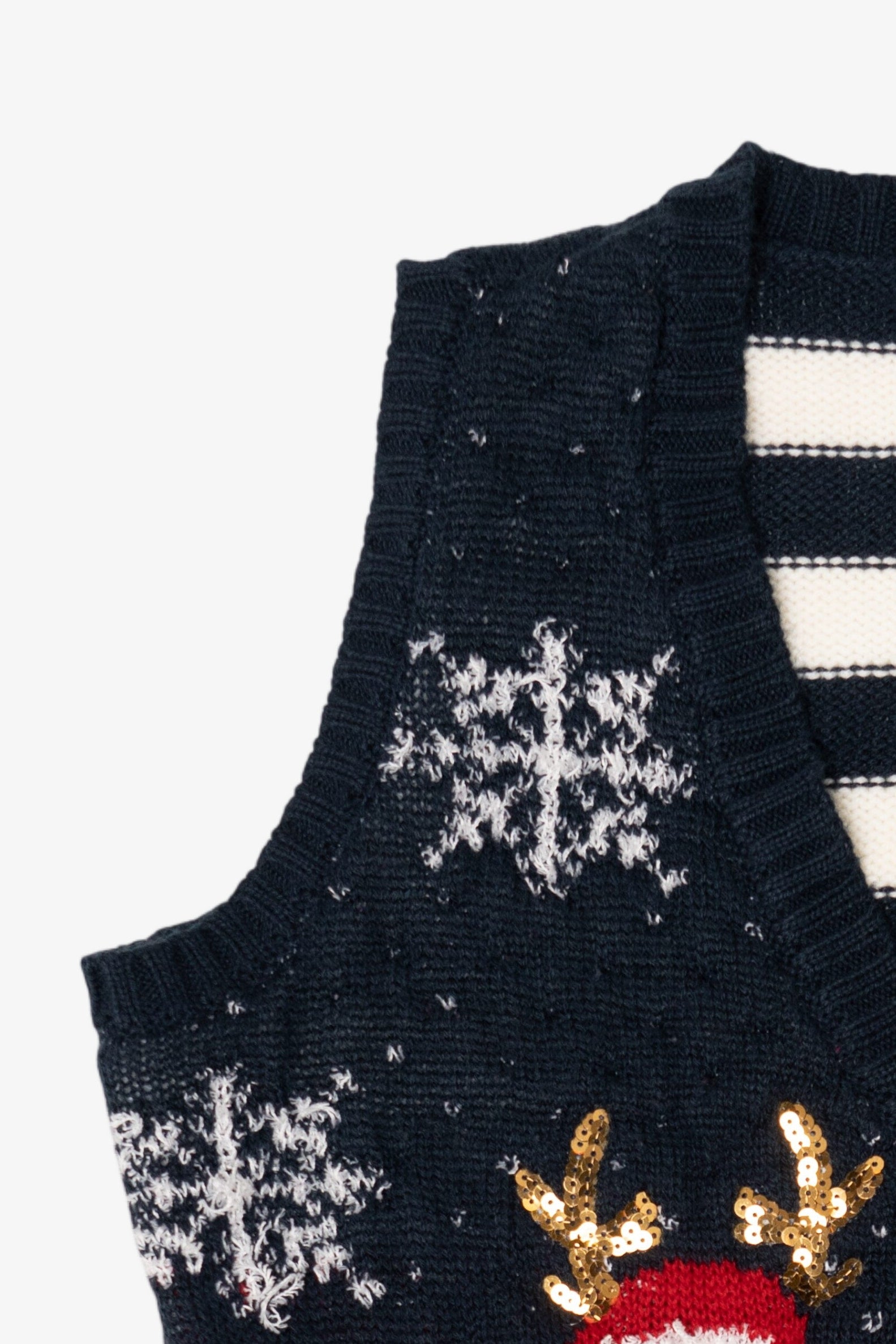 Navy Blue No Boundaries Santa Stuck Ugly Christmas Vest (2010s)