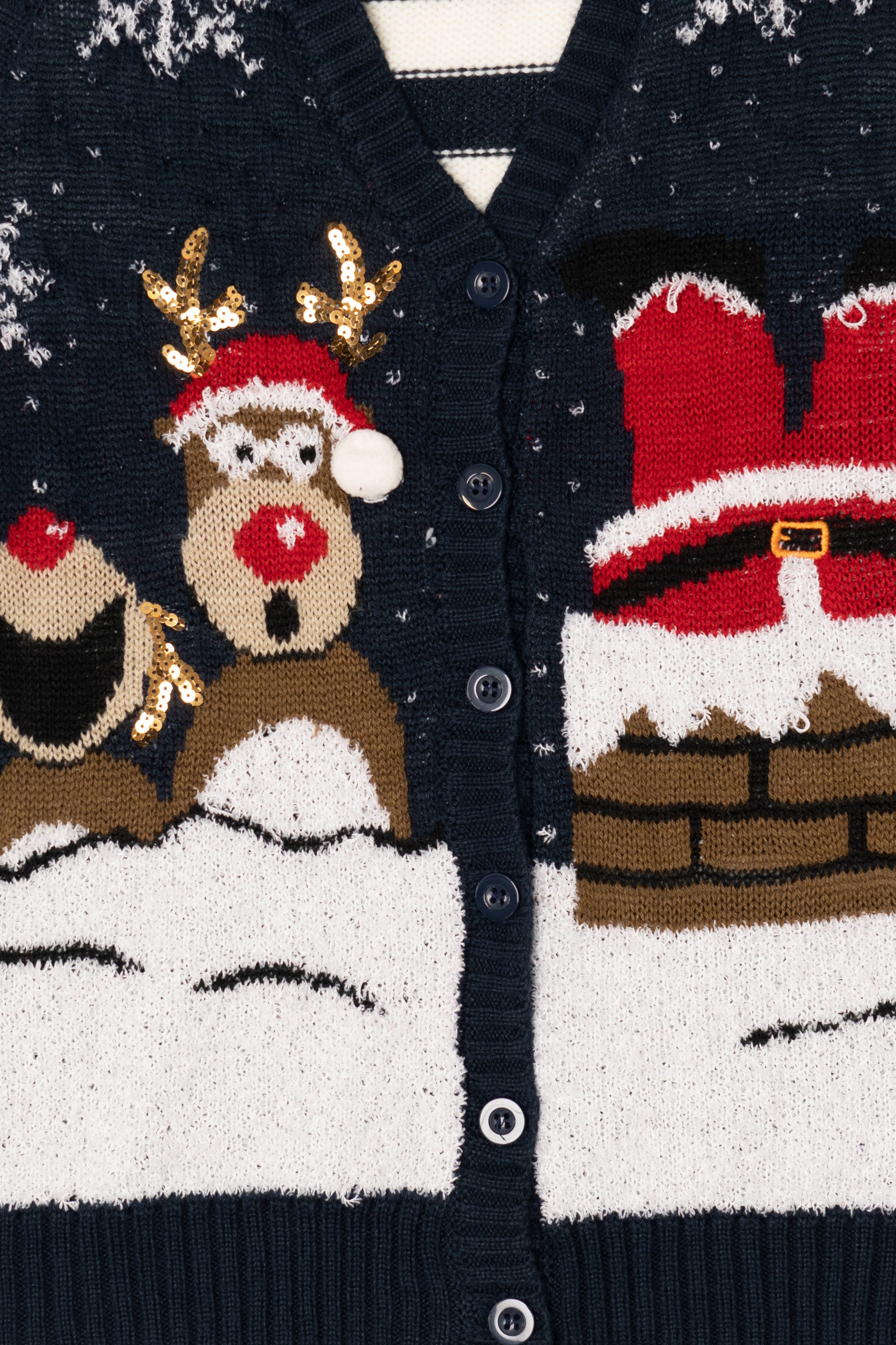 Navy Blue No Boundaries Santa Stuck Ugly Christmas Vest (2010s)
