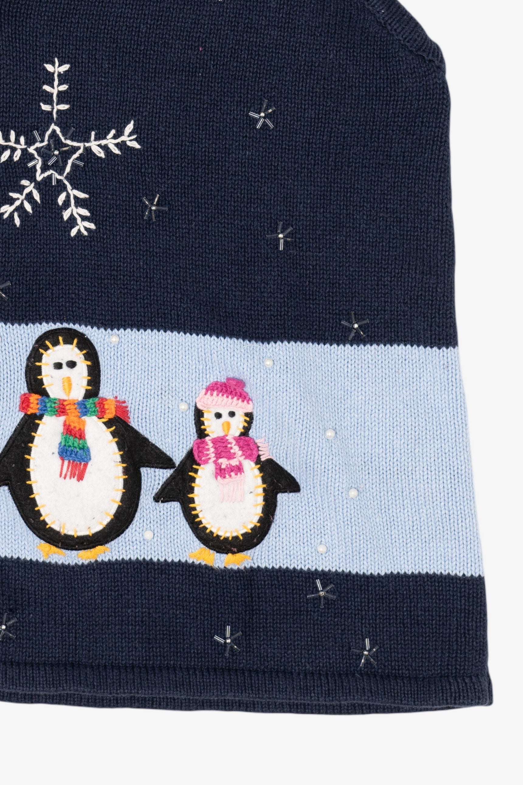 Vintage Navy Blue Bobbie Brooks Penguins Ugly Christmas Vest (1990s)