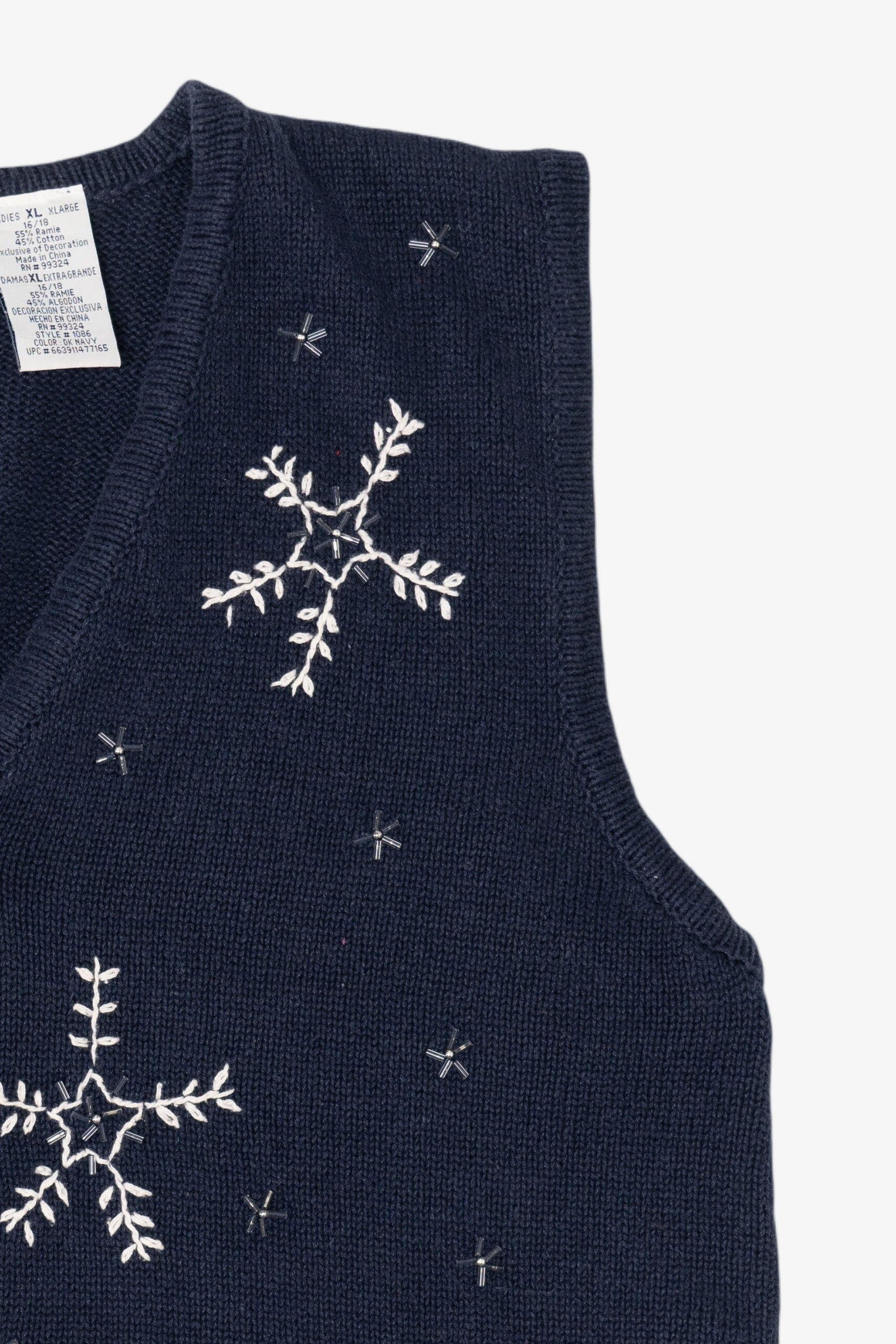 Vintage Navy Blue Bobbie Brooks Penguins Ugly Christmas Vest (1990s)