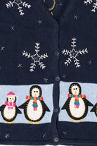 Vintage Navy Blue Bobbie Brooks Penguins Ugly Christmas Vest (1990s)