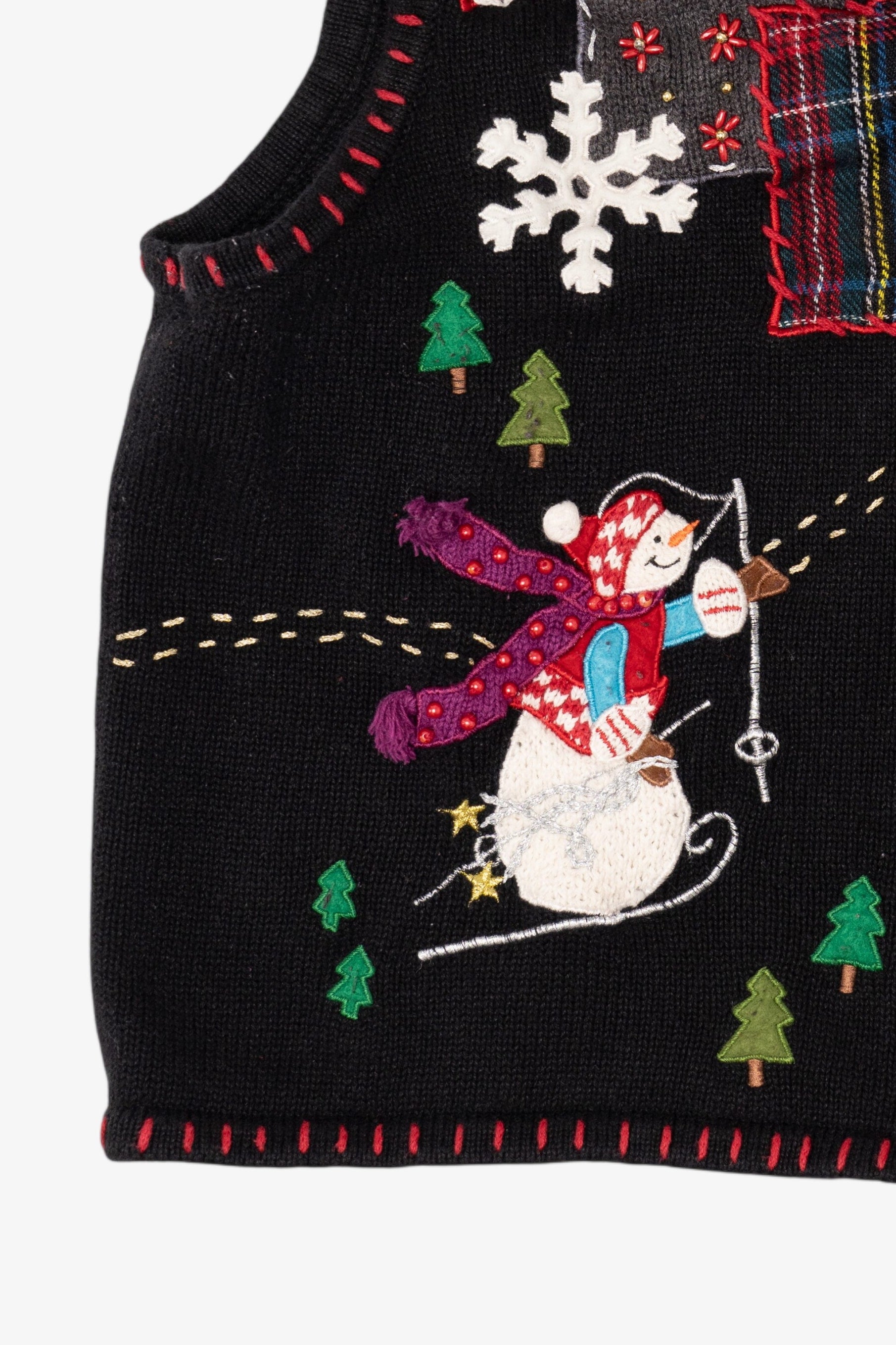 Vintage Black Studio Joy Snowmen Ugly Christmas Vest (1990s)