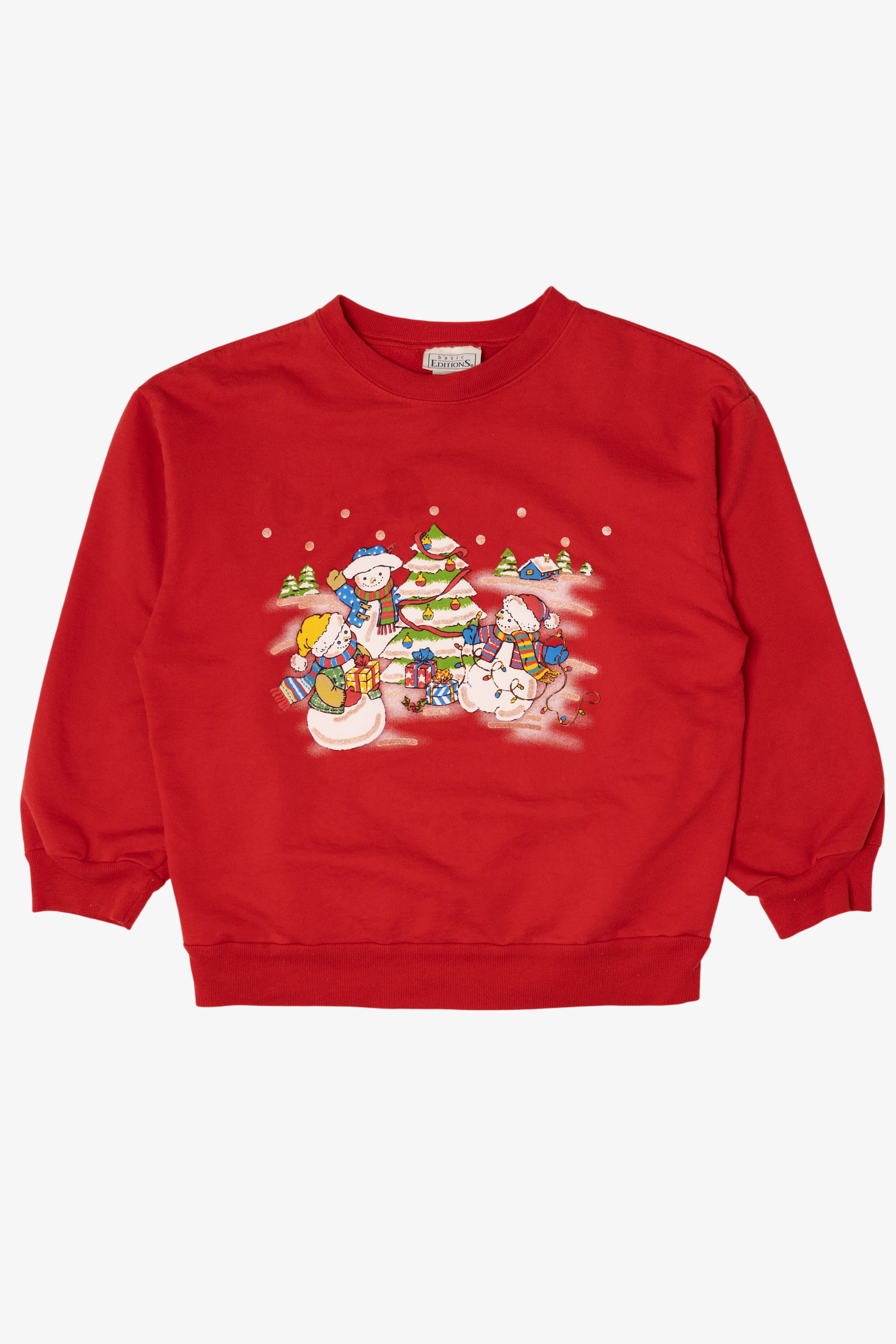 Vintage Red Basic Editions Bears Ugly Christmas Sweatshirt (1990s)
