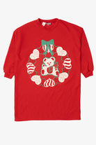 Vintage Red Starlit Night Teddy Bear Ugly Christmas Sweater (1980s)