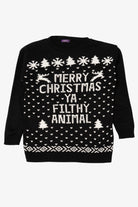 Black "Merry Christmas Ya Filthy Animal" Ugly Christmas Pullover (2010s)
