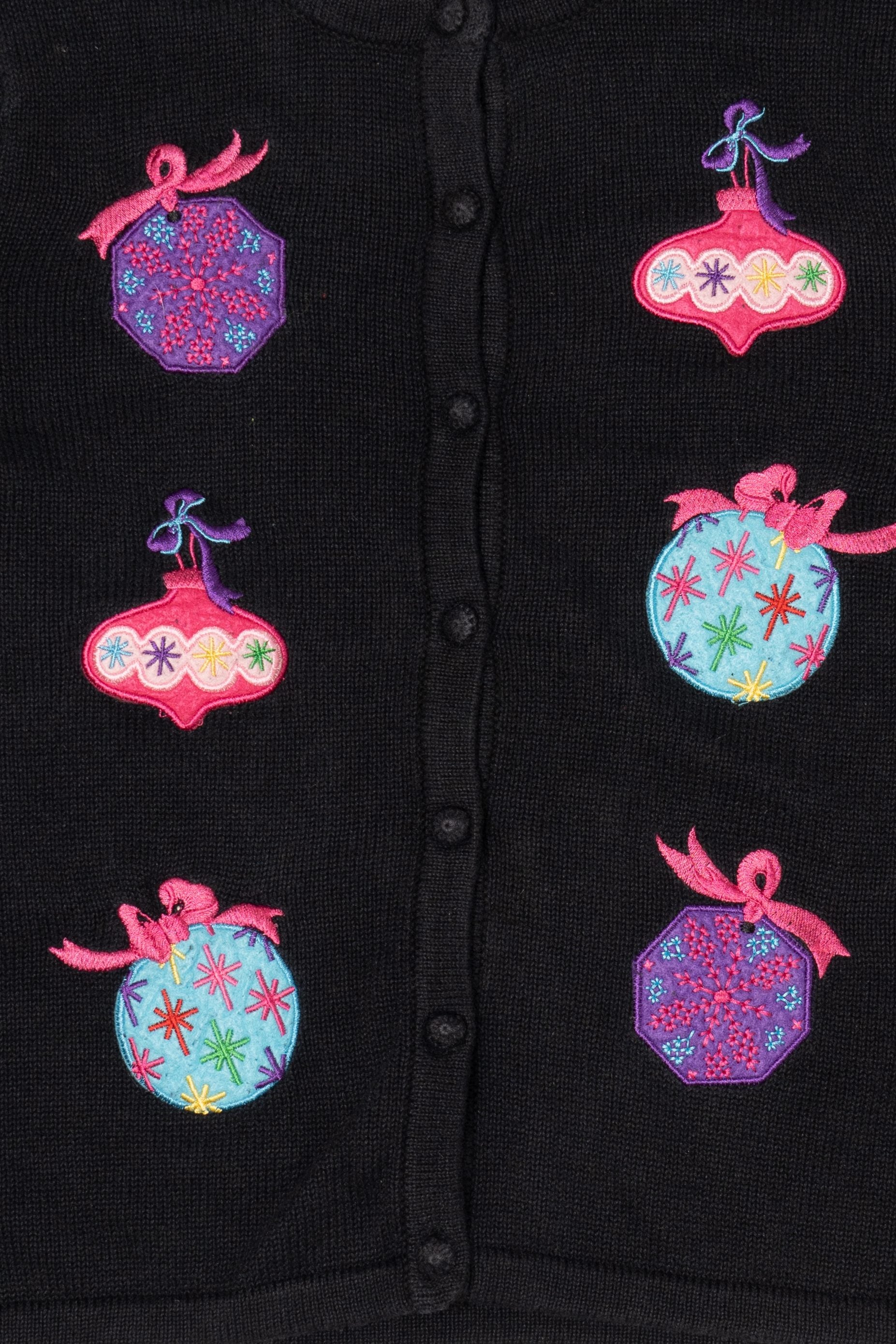 Vintage Black J. Khaki Ornaments Ugly Christmas Cardigan (2000s)