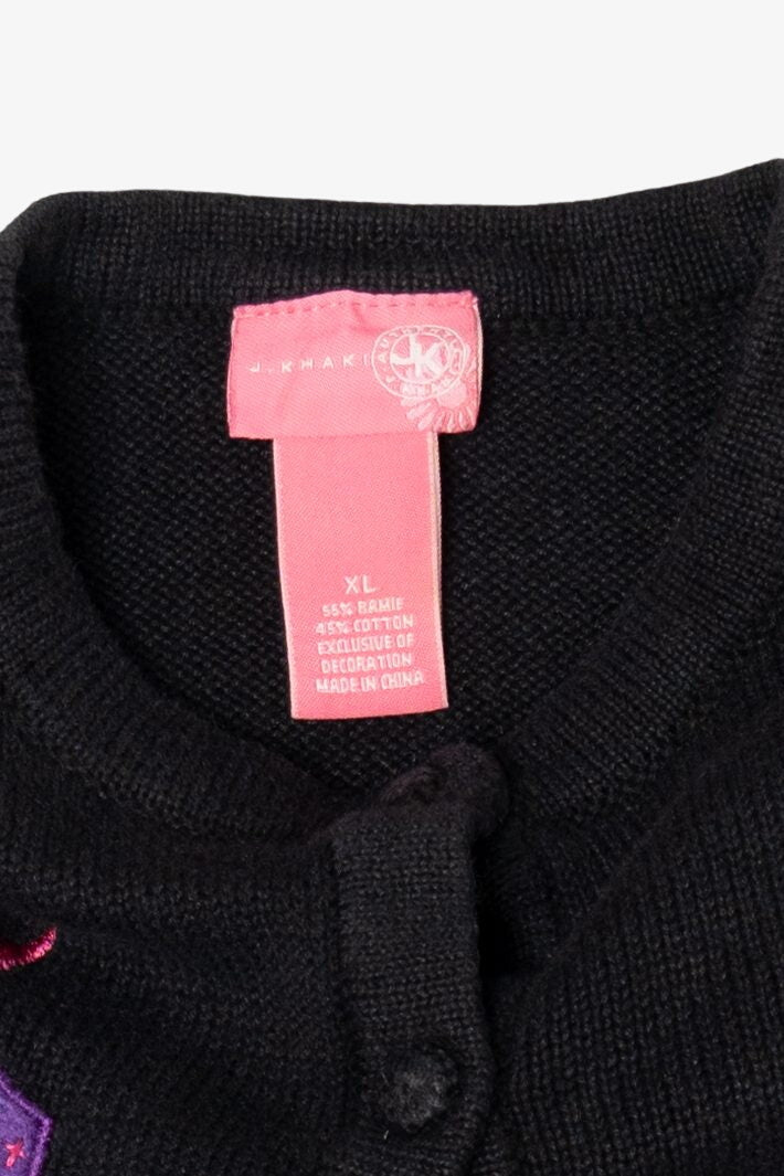 Vintage Black J. Khaki Ornaments Ugly Christmas Cardigan (2000s)