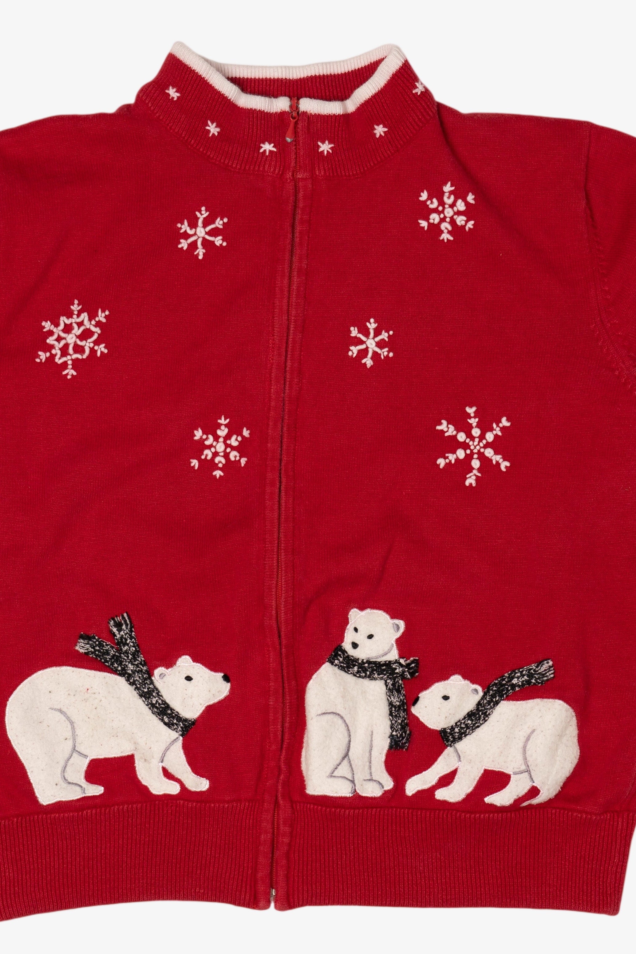 Vintage Red Coldwater Creek Polar Bears Ugly Christmas Cardigan (1990s)