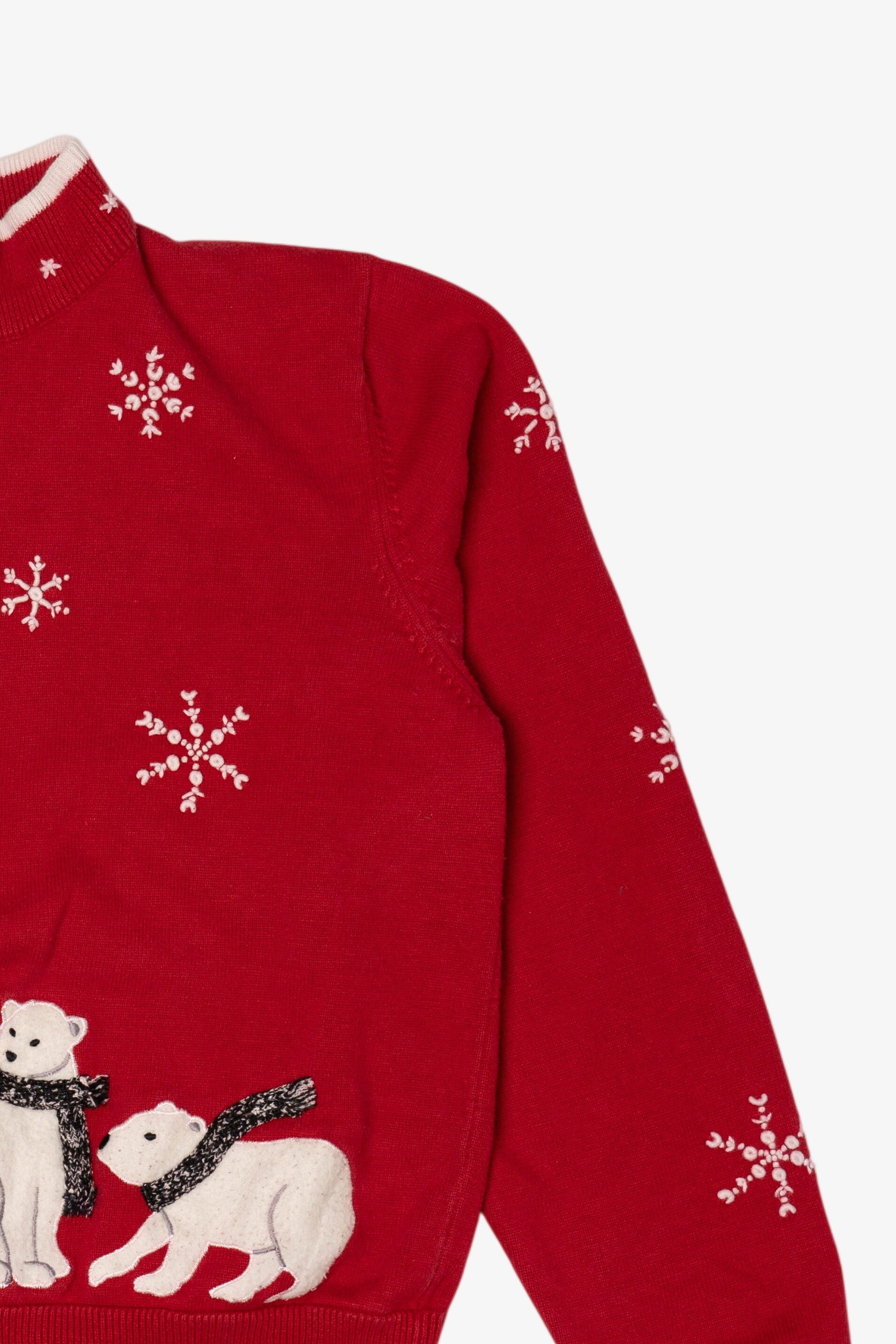 Vintage Red Coldwater Creek Polar Bears Ugly Christmas Cardigan (1990s)