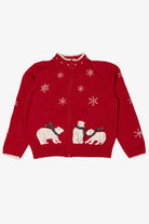 Vintage Red Coldwater Creek Polar Bears Ugly Christmas Cardigan (1990s)