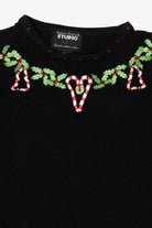 Vintage Black Studio Joy Candy Canes Ugly Christmas Pullover (2000s)