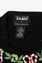 Vintage Black Studio Joy Candy Canes Ugly Christmas Pullover (2000s)