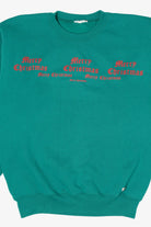 Vintage Teal Lee "Merry Christmas" Ugly Christmas Sweatshirt (2000s)