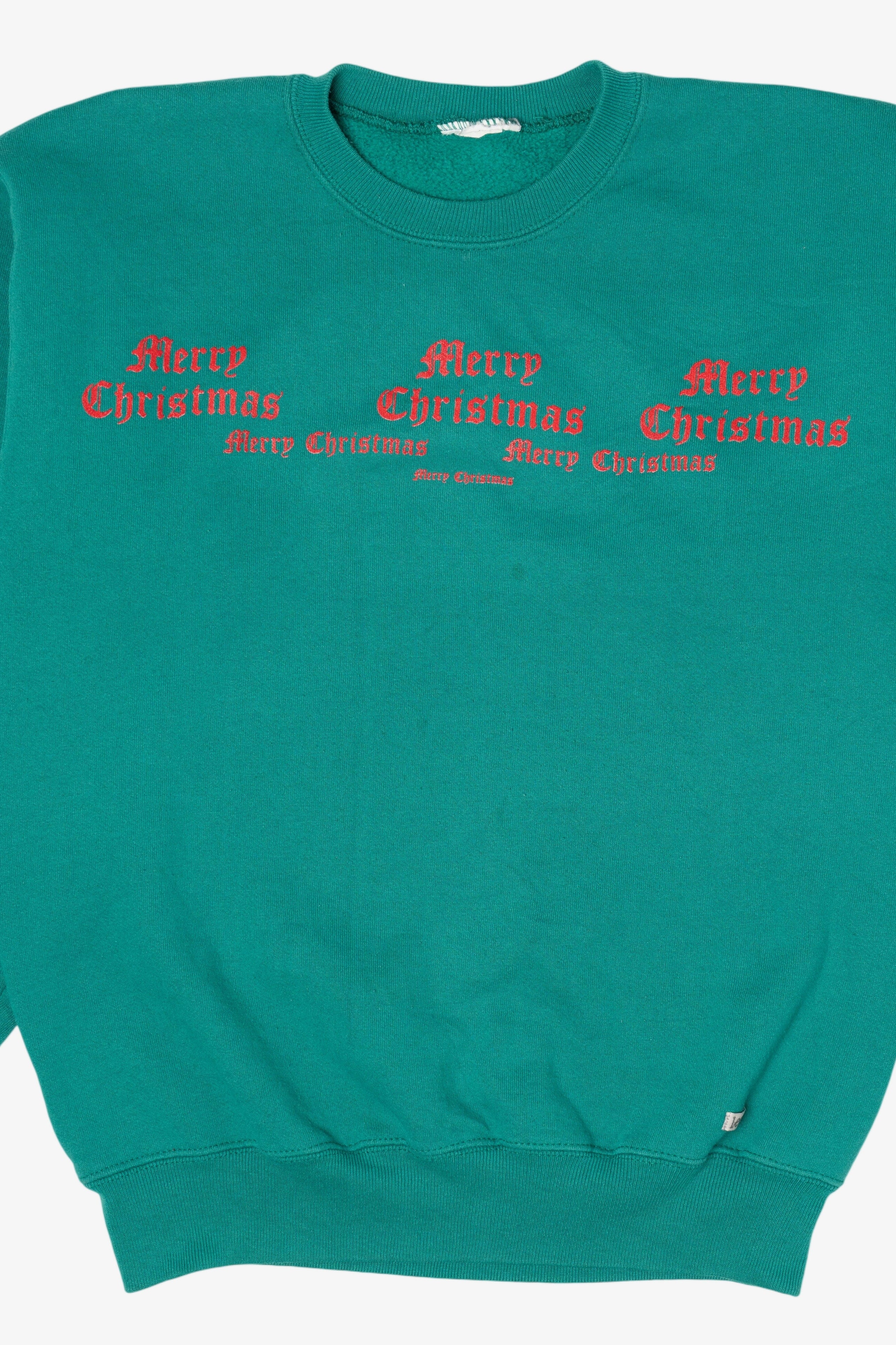 Vintage Teal Lee "Merry Christmas" Ugly Christmas Sweatshirt (2000s)