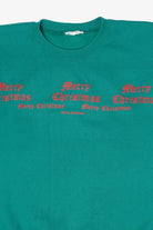 Vintage Teal Lee "Merry Christmas" Ugly Christmas Sweatshirt (2000s)