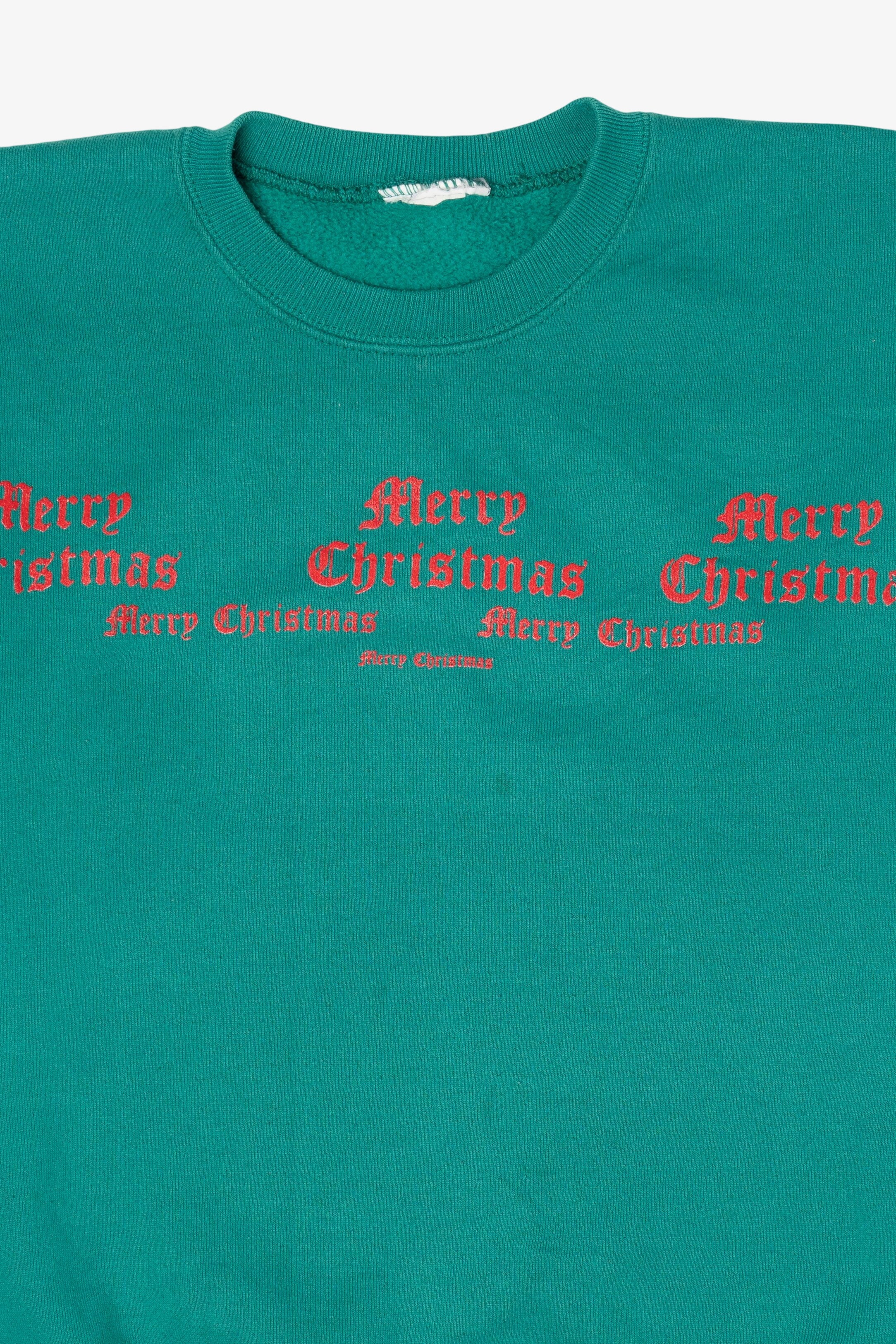 Vintage Teal Lee "Merry Christmas" Ugly Christmas Sweatshirt (2000s)