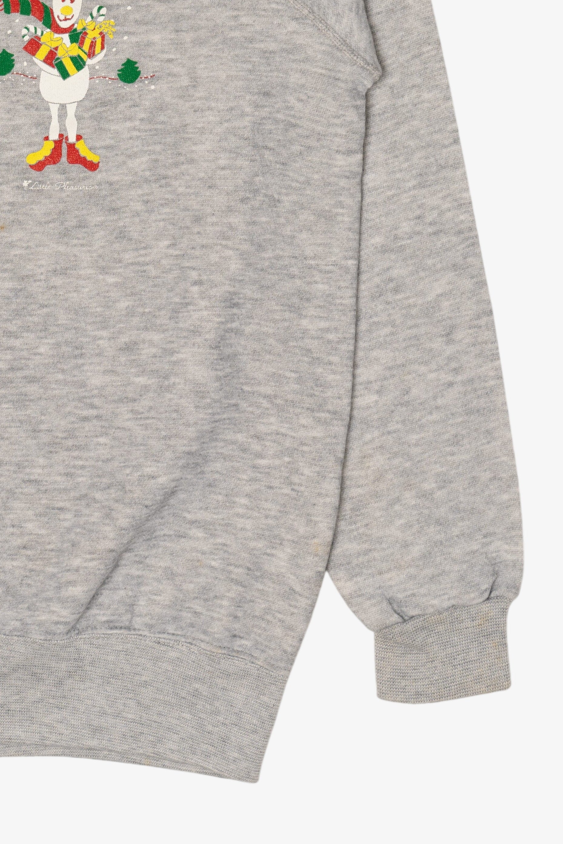 Vintage Gray Bassett-Walker Reindeer Ugly Christmas Raglan Sweatshirt (1990s)