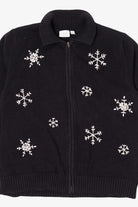 Vintage Black Sonoma Snowflakes Ugly Christmas Cardigan (2000s)