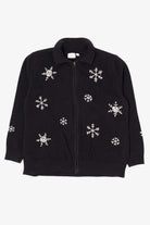 Vintage Black Sonoma Snowflakes Ugly Christmas Cardigan (2000s)