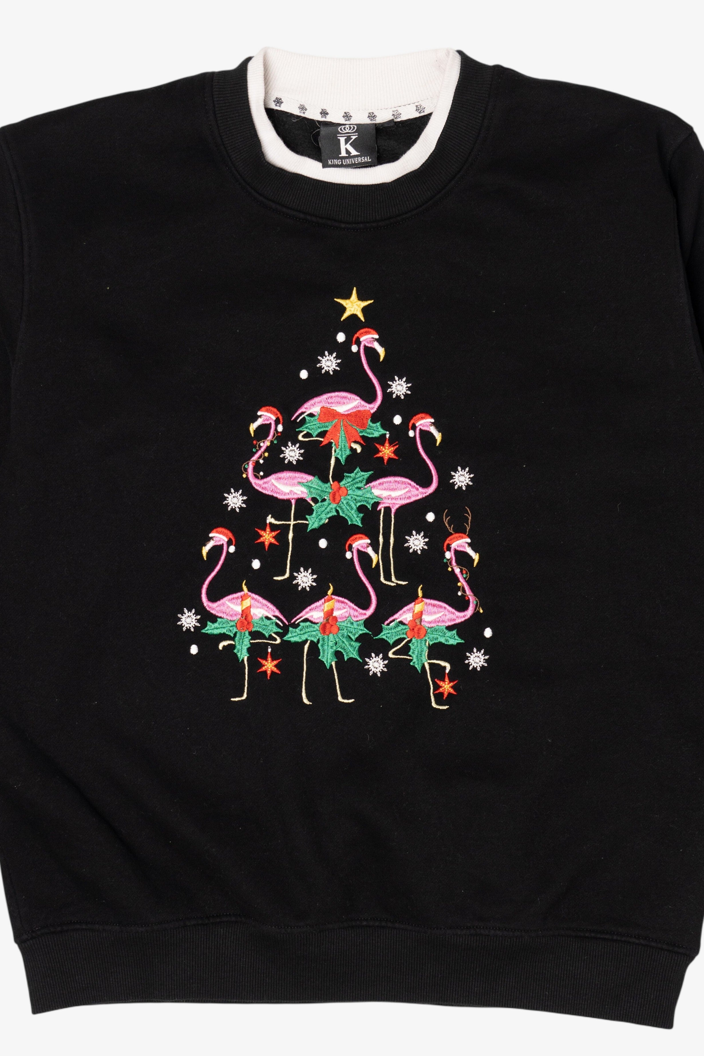 Vintage Black King Universal Flamingos Christmas Sweatshirt (2000s)