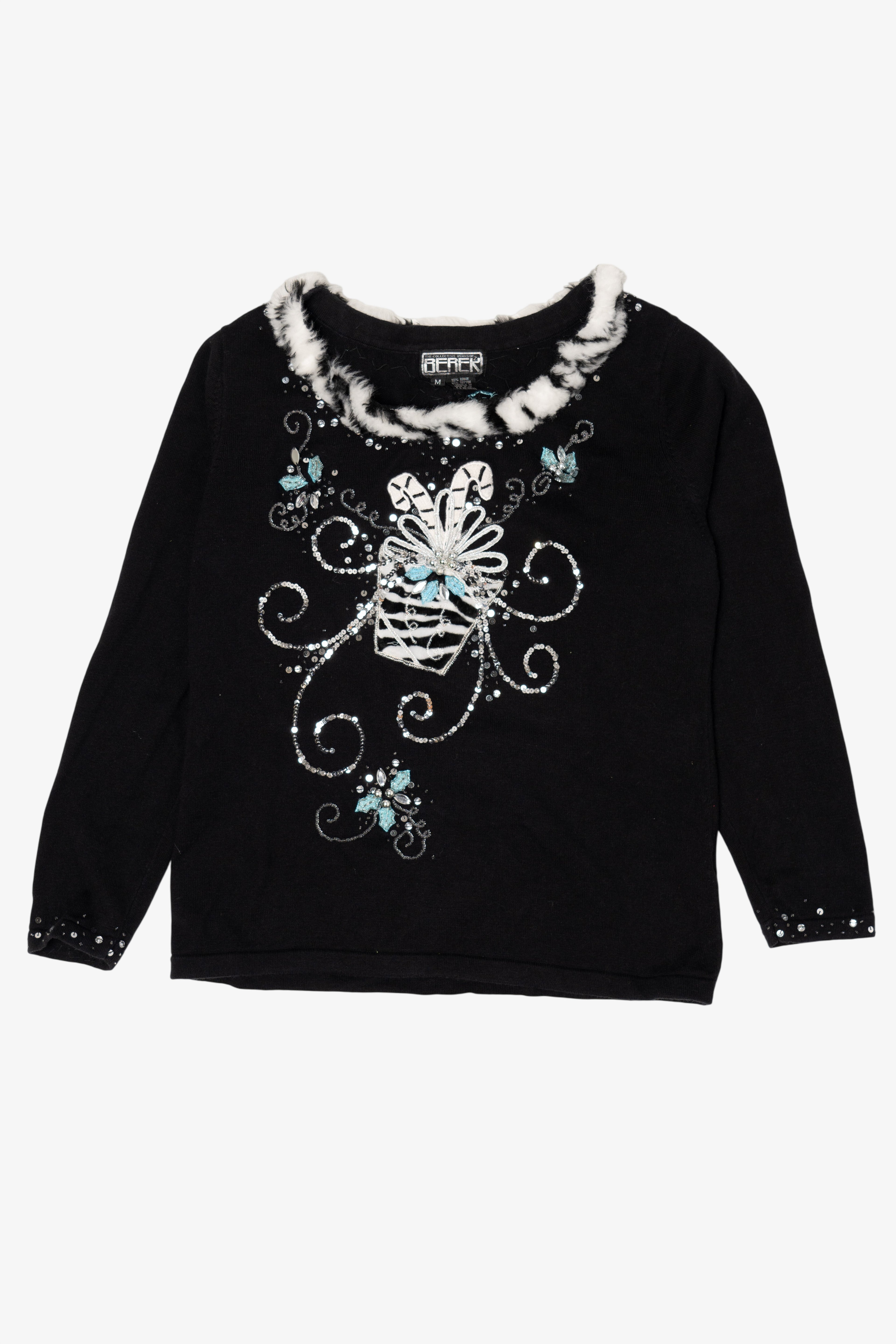 Vintage Black Berek Presents Ugly Christmas Pullover (1990s)