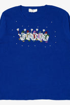Vintage Lightweight Blue Lisa Snowmen Ugly Christmas Pullover (2000s)