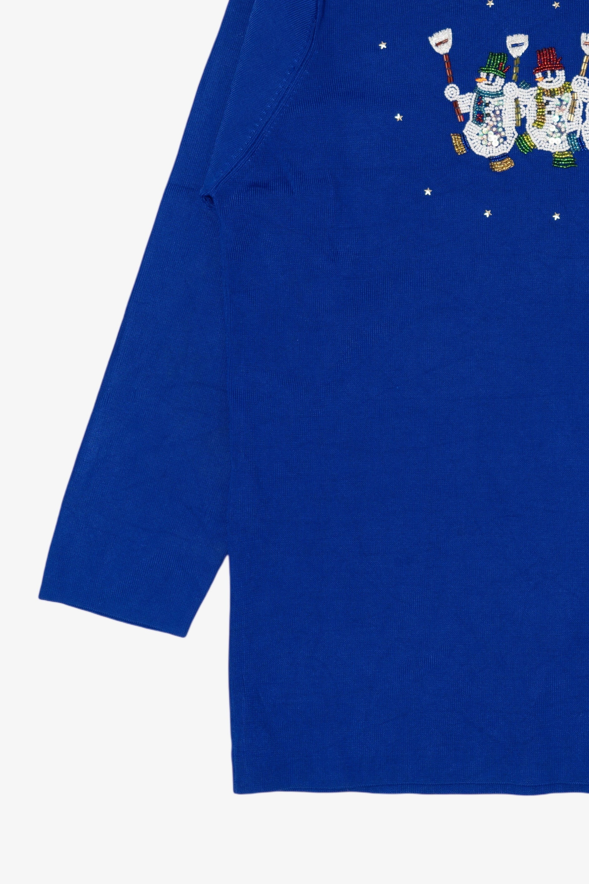 Vintage Lightweight Blue Lisa Snowmen Ugly Christmas Pullover (2000s)