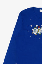 Vintage Lightweight Blue Lisa Snowmen Ugly Christmas Pullover (2000s)