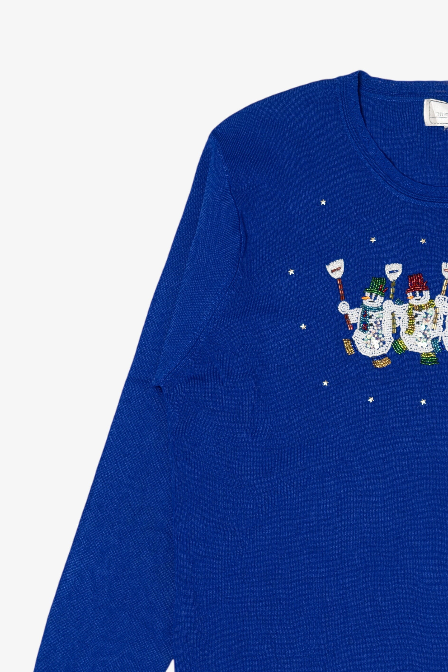 Vintage Lightweight Blue Lisa Snowmen Ugly Christmas Pullover (2000s)