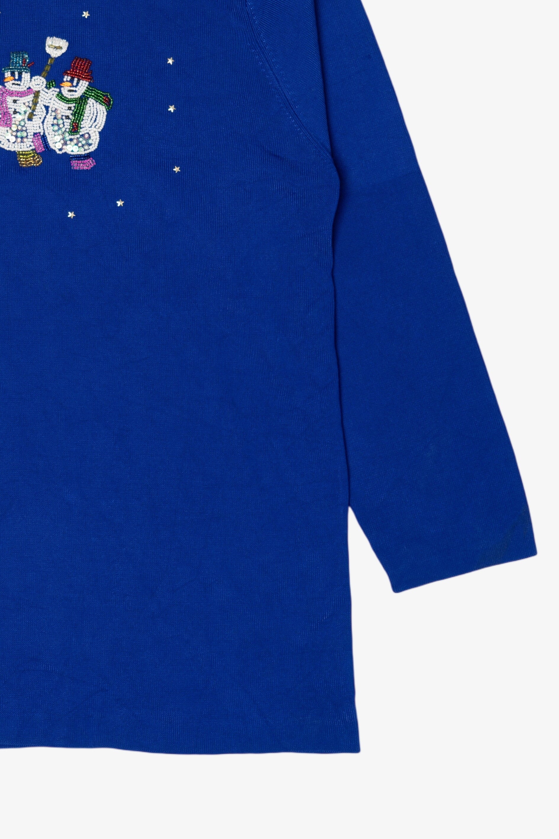 Vintage Lightweight Blue Lisa Snowmen Ugly Christmas Pullover (2000s)