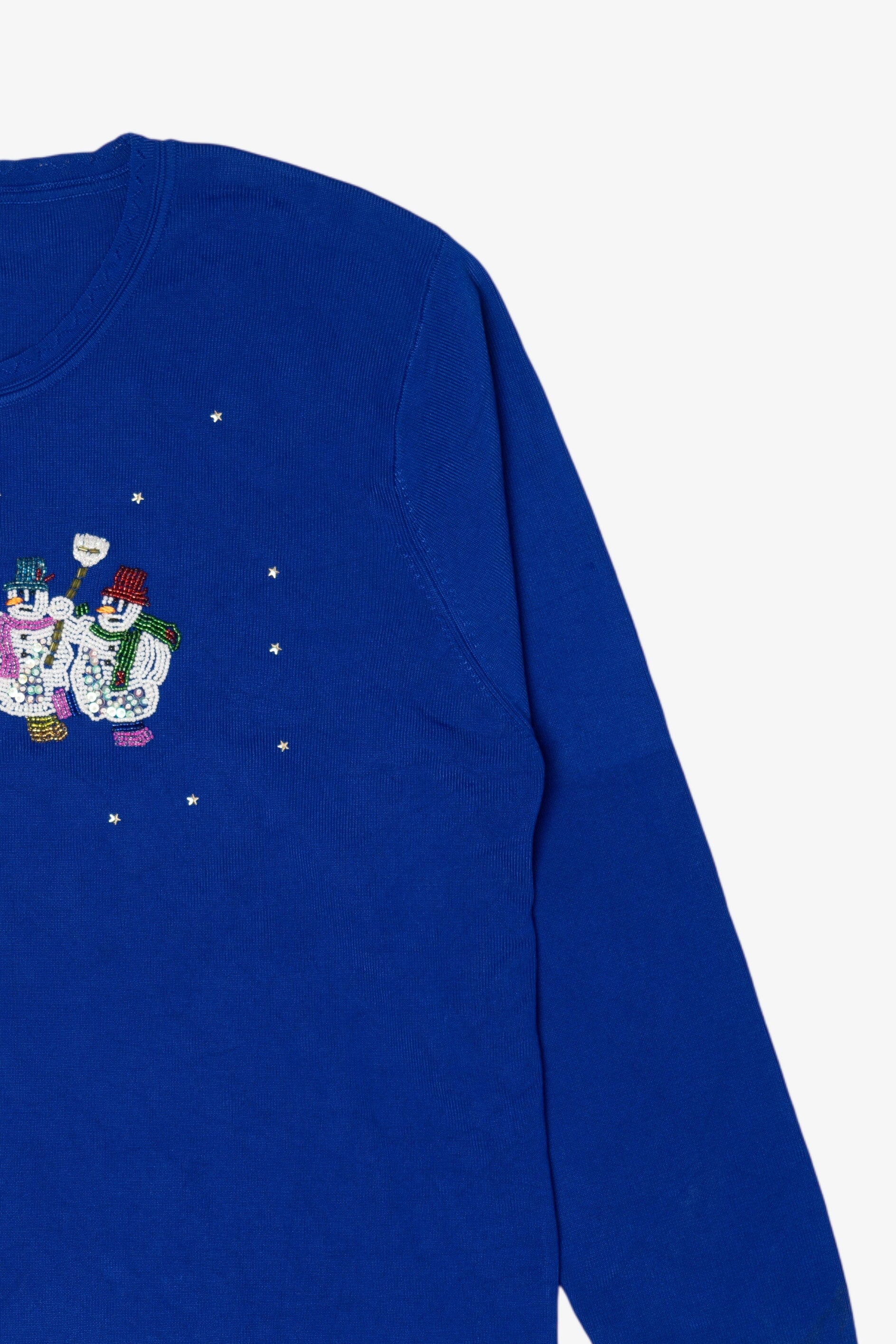 Vintage Lightweight Blue Lisa Snowmen Ugly Christmas Pullover (2000s)