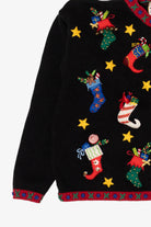 Vintage Black Heirloom Collectible Stockings Ugly Christmas Cardigan (2000s)