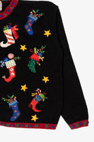 Vintage Black Heirloom Collectible Stockings Ugly Christmas Cardigan (2000s)
