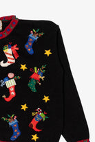 Vintage Black Heirloom Collectible Stockings Ugly Christmas Cardigan (2000s)