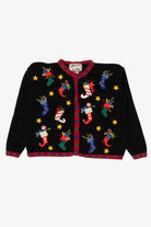 Vintage Black Heirloom Collectible Stockings Ugly Christmas Cardigan (2000s)